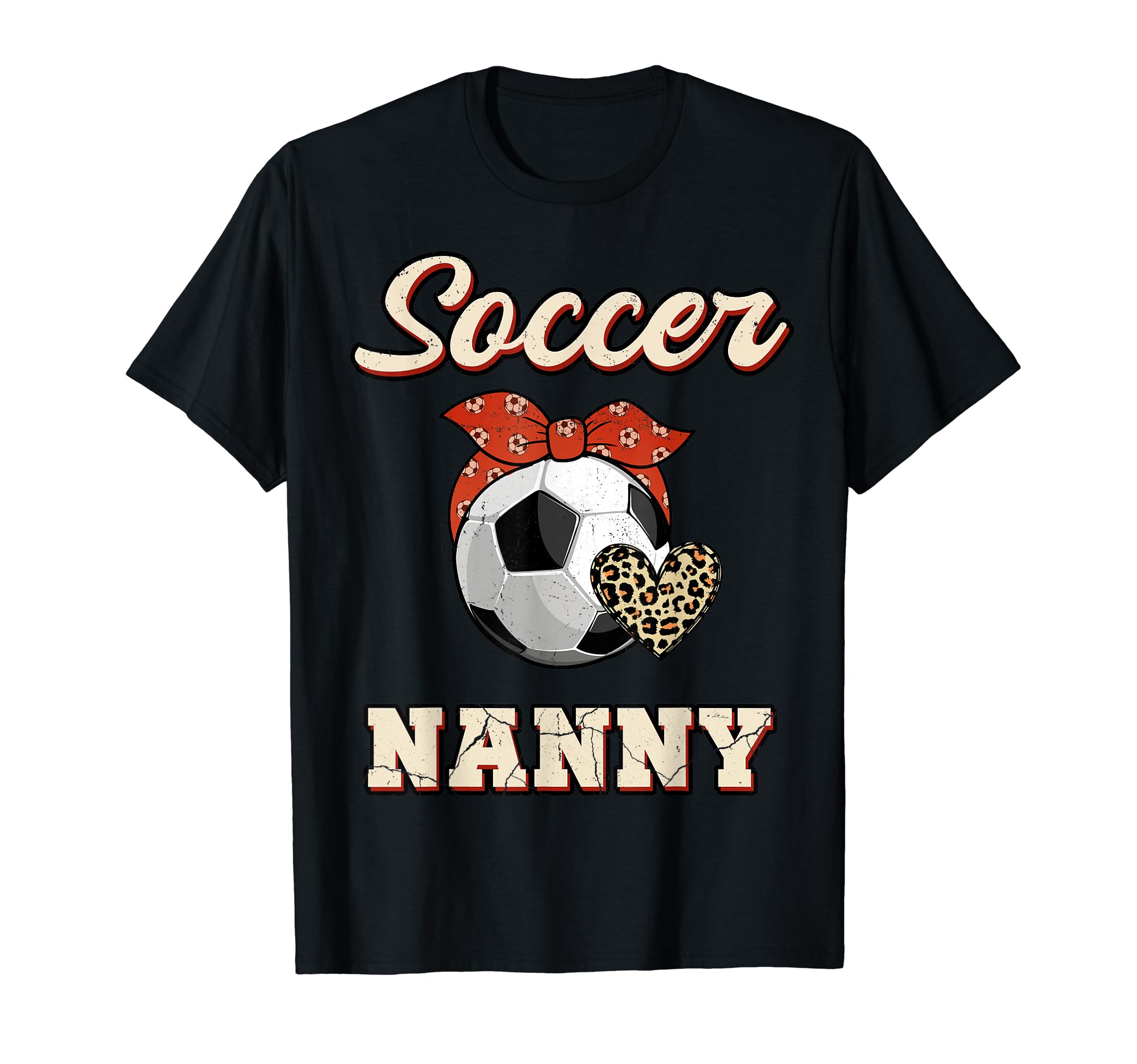 Soccer Nanny Bandana Leopard Heart T-Shirt - Streetwear Style for Adults