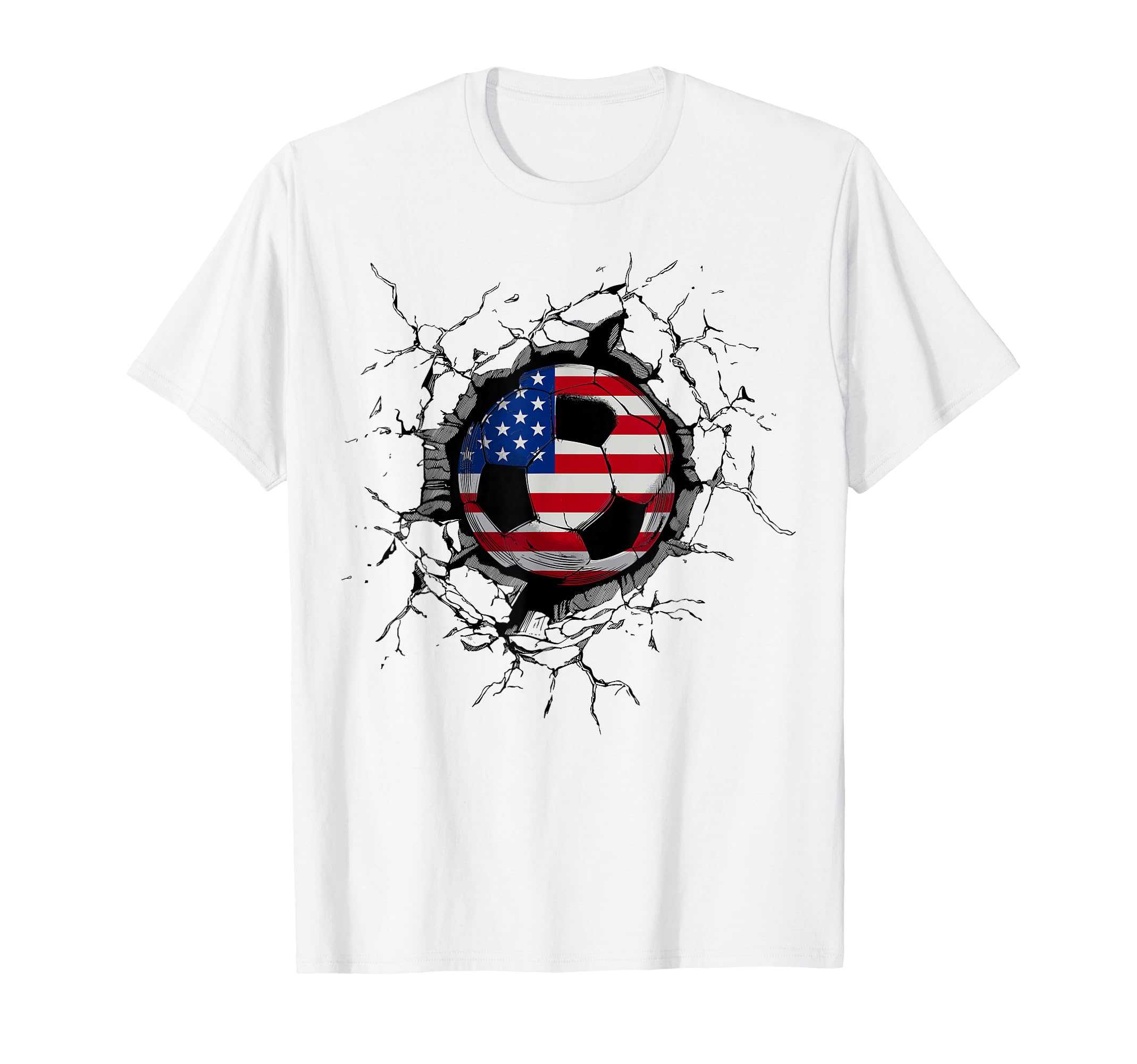 American Flag Soccer Ball Usa T-Shirt - Casual Everyday Wear Unisex