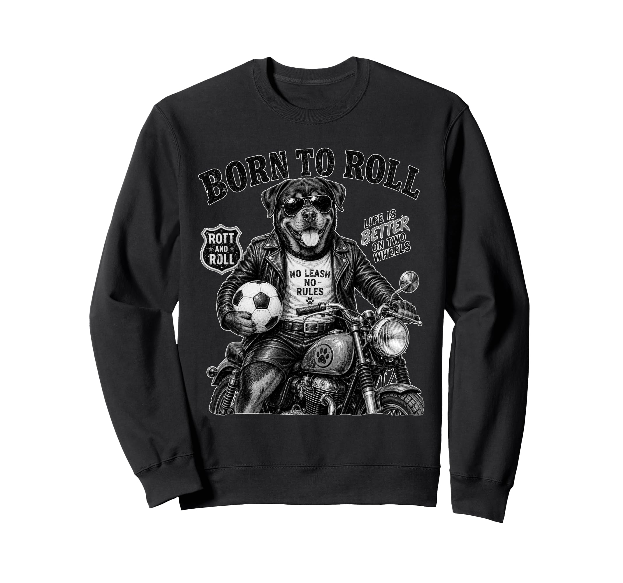 Rottweiler Motorbike Love Footbal Sweatshirt - Aesthetic Graphic Men Women