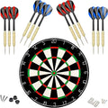 LinkVisions Dartboard with Staple-Free Bullseye, 18g Steel Tip Darts Set,12 Steel Tip Darts 18g, Dartboard Mounting Kits Included