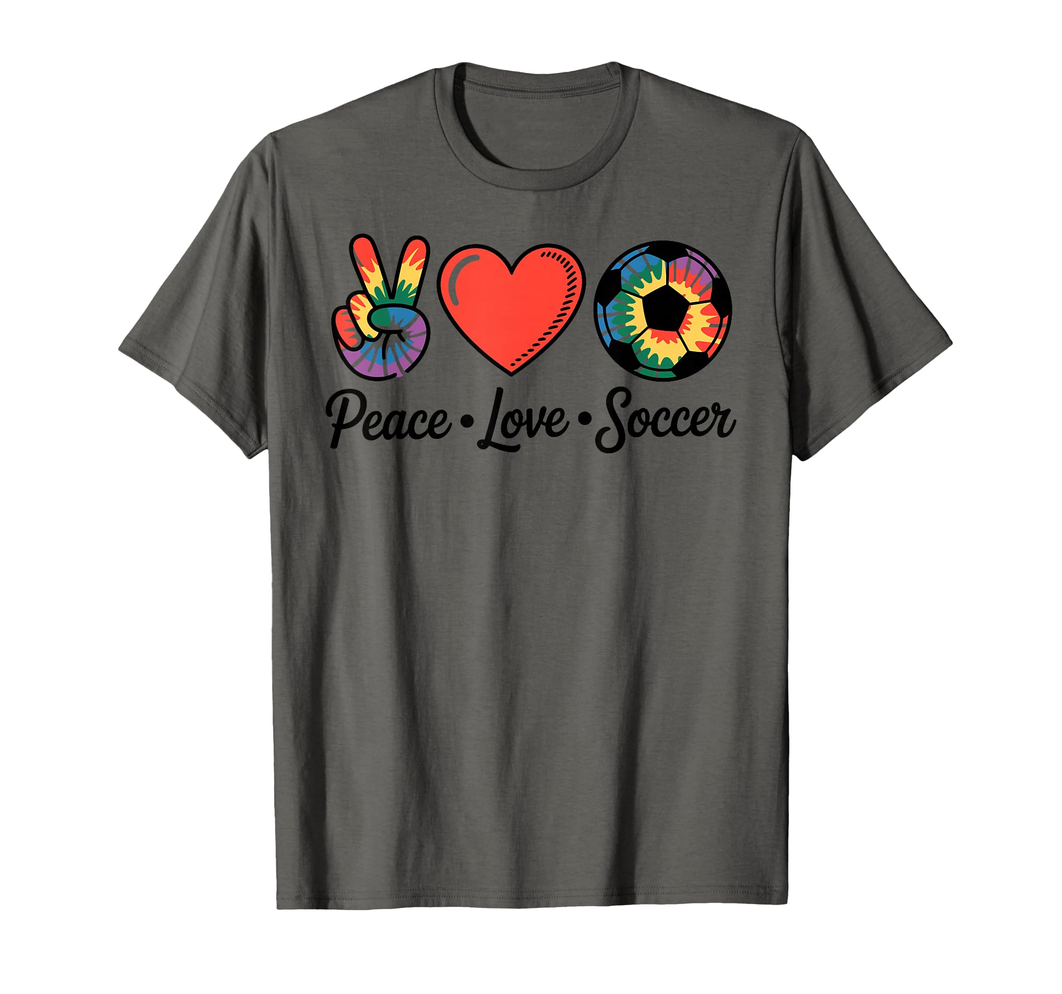 Peace Love Soccer Football Soccer T-Shirt - Aesthetic Graphic Men Women