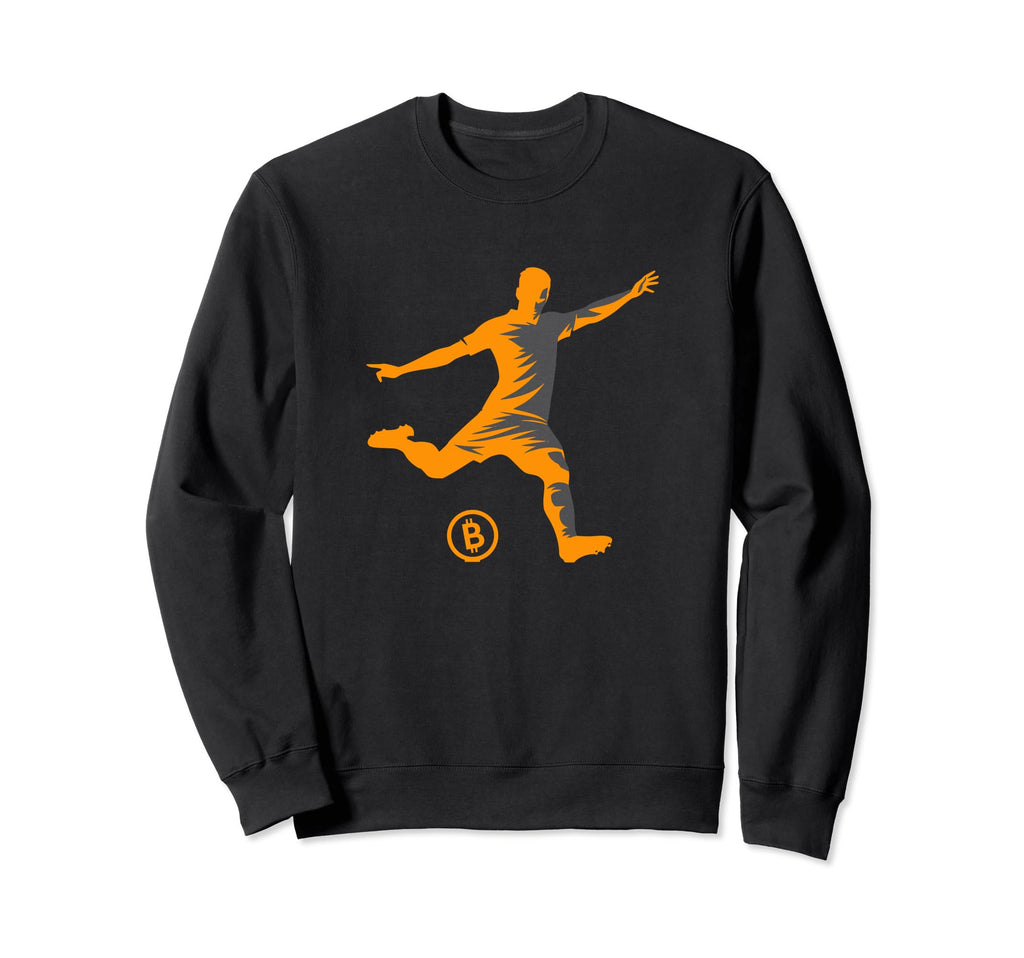Bitcoin Soccer Player And Football Pump Sweatshirt - Graphic Print Unisex