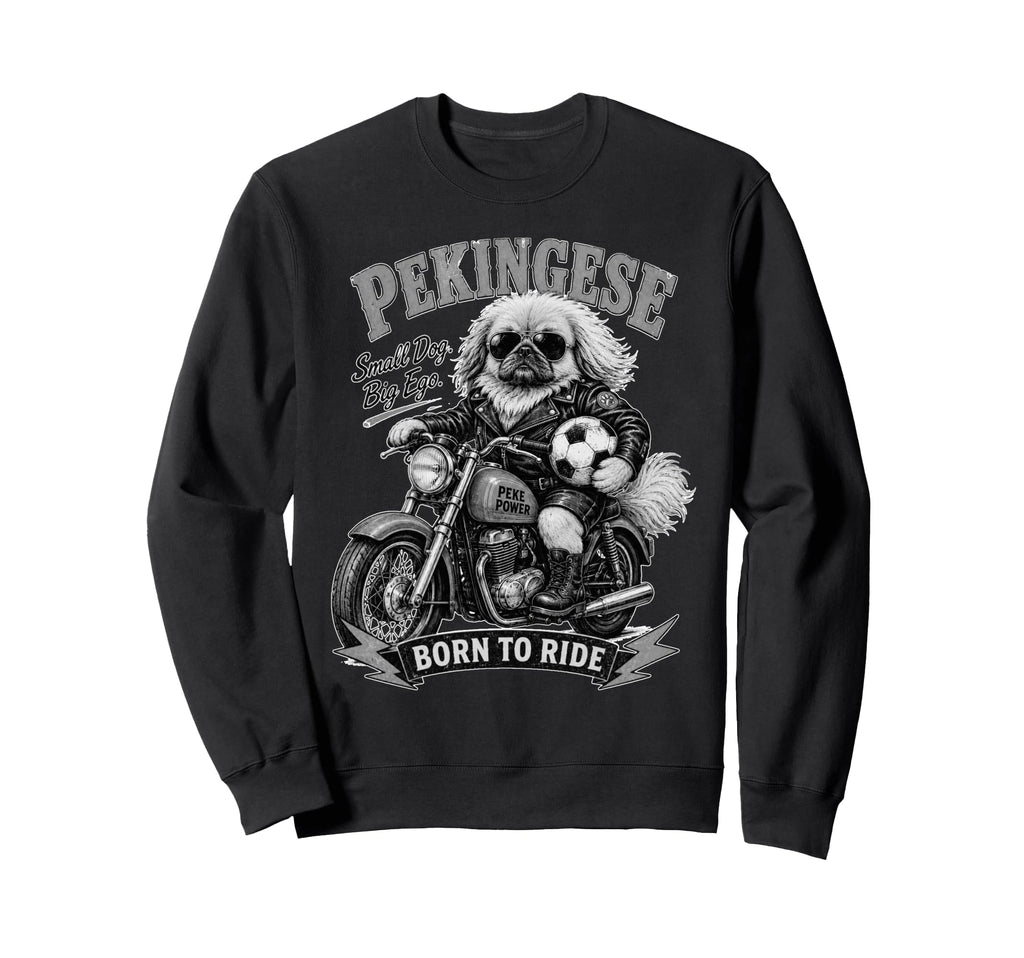 Pekingese Motorbike Love Footbal Sweatshirt - Fun Novelty Design Unisex