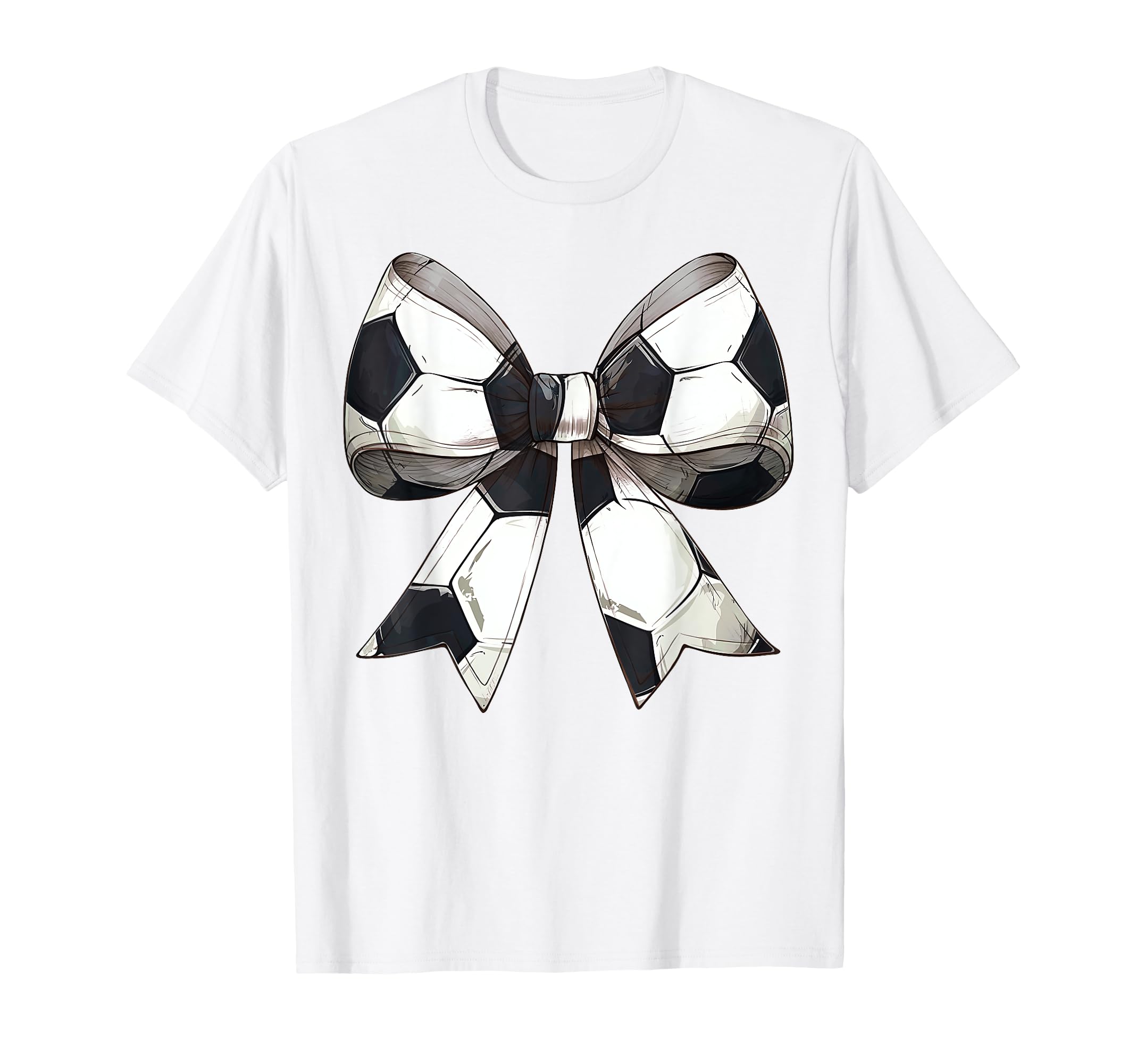 Coquette Bow Soccer Ball Pattern T-Shirt - Custom Art Print Men Women