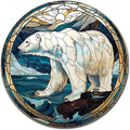 Lygond Metal Sign Tin Sign Circular Stained Glass Polar Bear3 Bar Signs For Home Bar For Yard 12×12 Inches