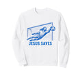 Funny Jesus Saves Soccer Goal Keeper Sweatshirt - Graphic Print for Adults