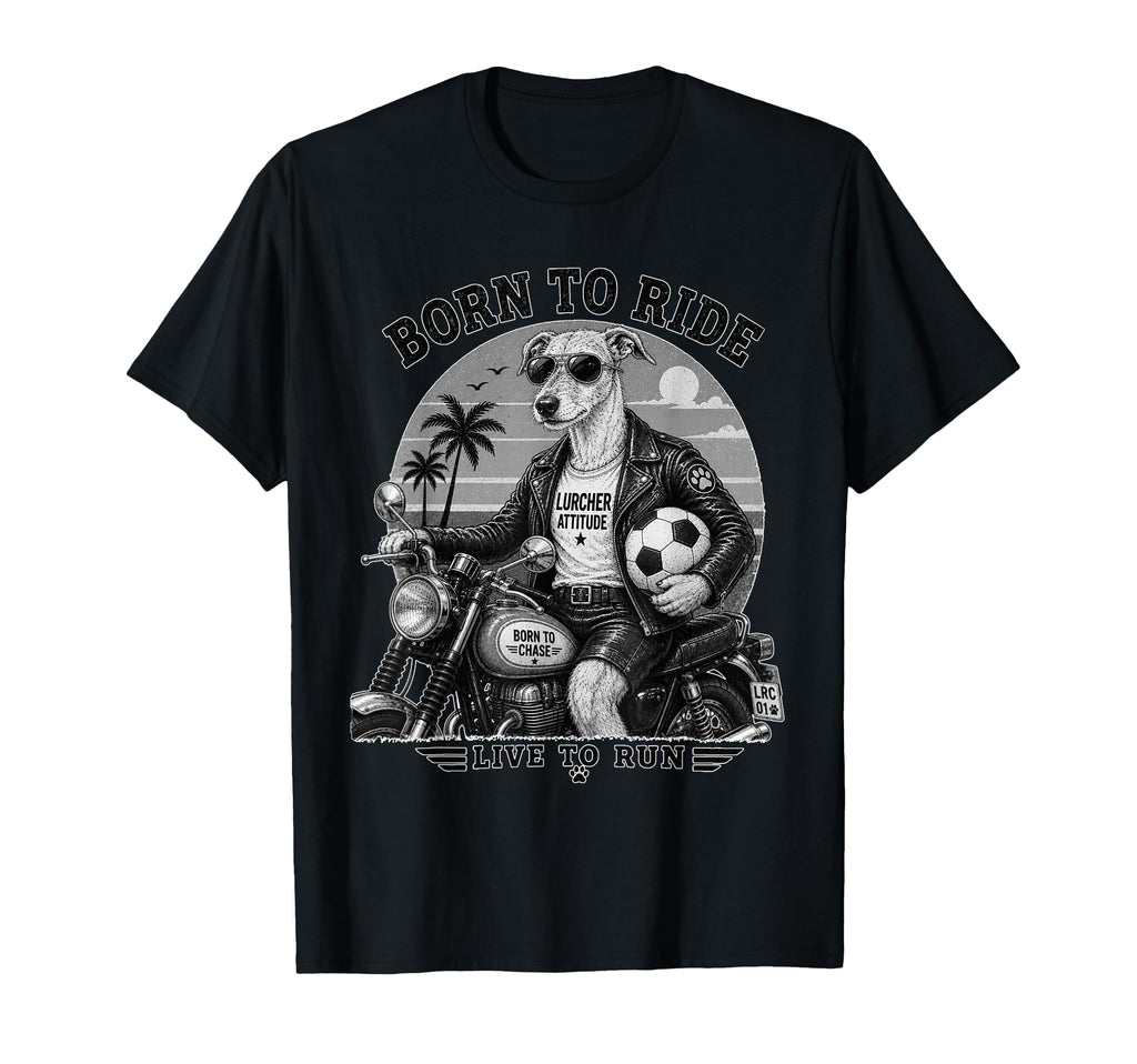 Lurcher Motorbike Love Footbal Soccer T-Shirt - Aesthetic Graphic Unisex