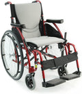 S-115 25 lbs Ultra Light Ergonomic Wheelchair with Removable Footrest Red Color