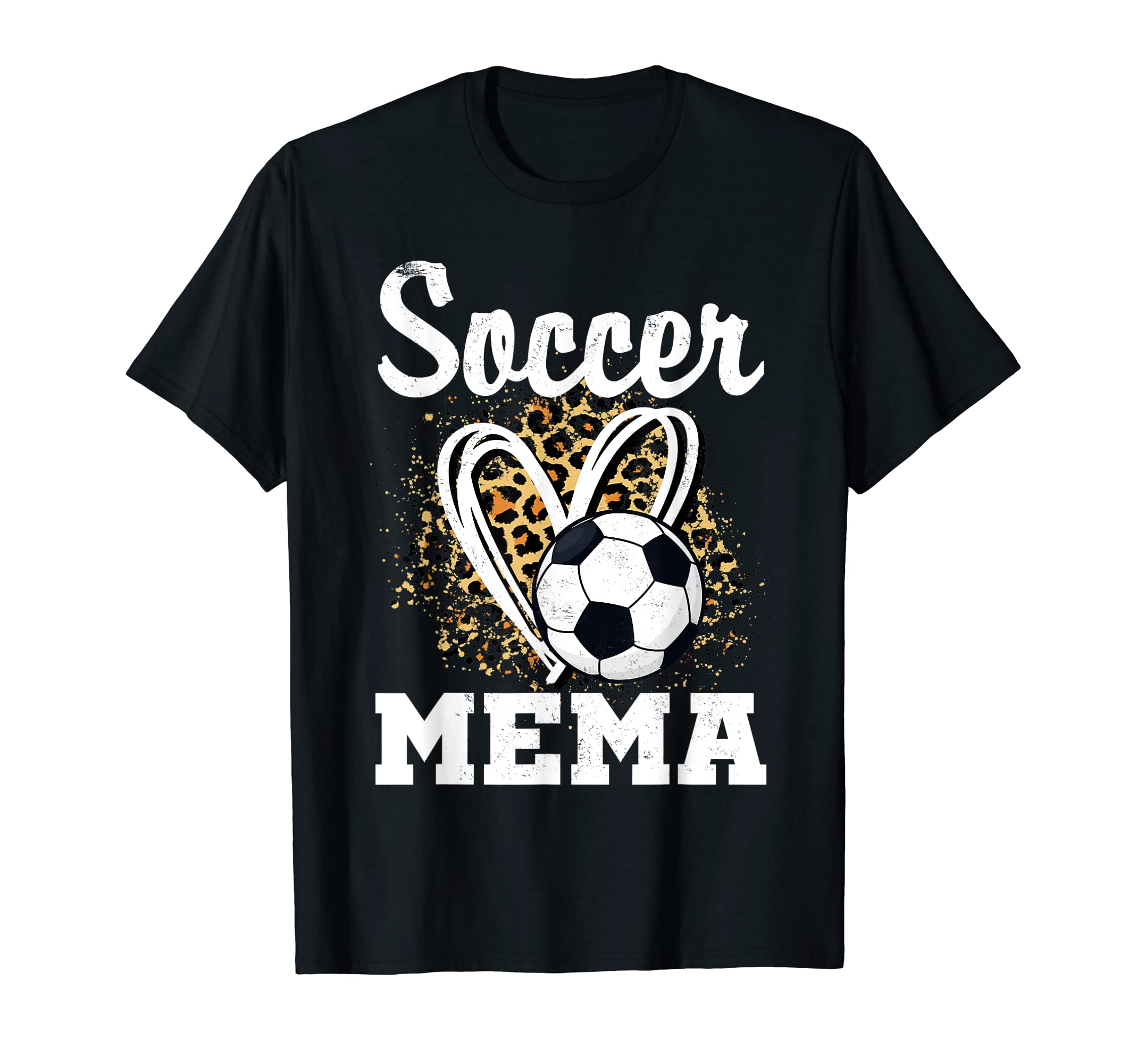 Soccer Grandma Leopard Heart Soccer T-Shirt - Fun Novelty Design Men Women