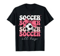 Groovy Soccer Coquette Bow Soccer All Day T-Shirt - Graphic Print Men Women
