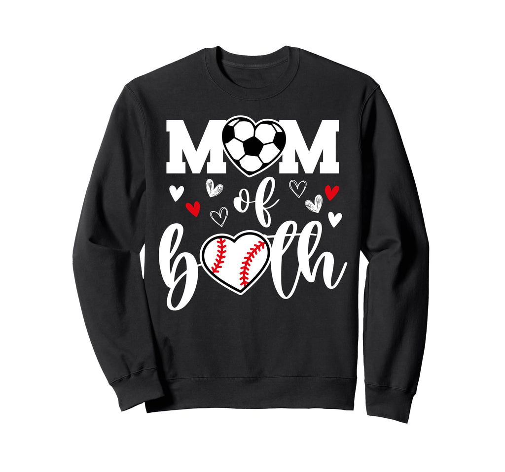 Mom Both Heart Soccer Baseball Sweatshirt - Aesthetic Graphic for Adults