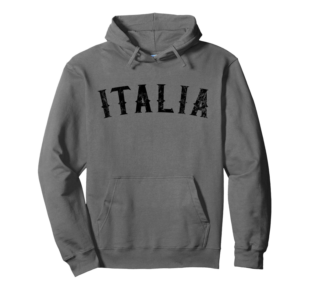 Italia Distressed Black Text Italy Hoodie - Fun Novelty Design Unisex
