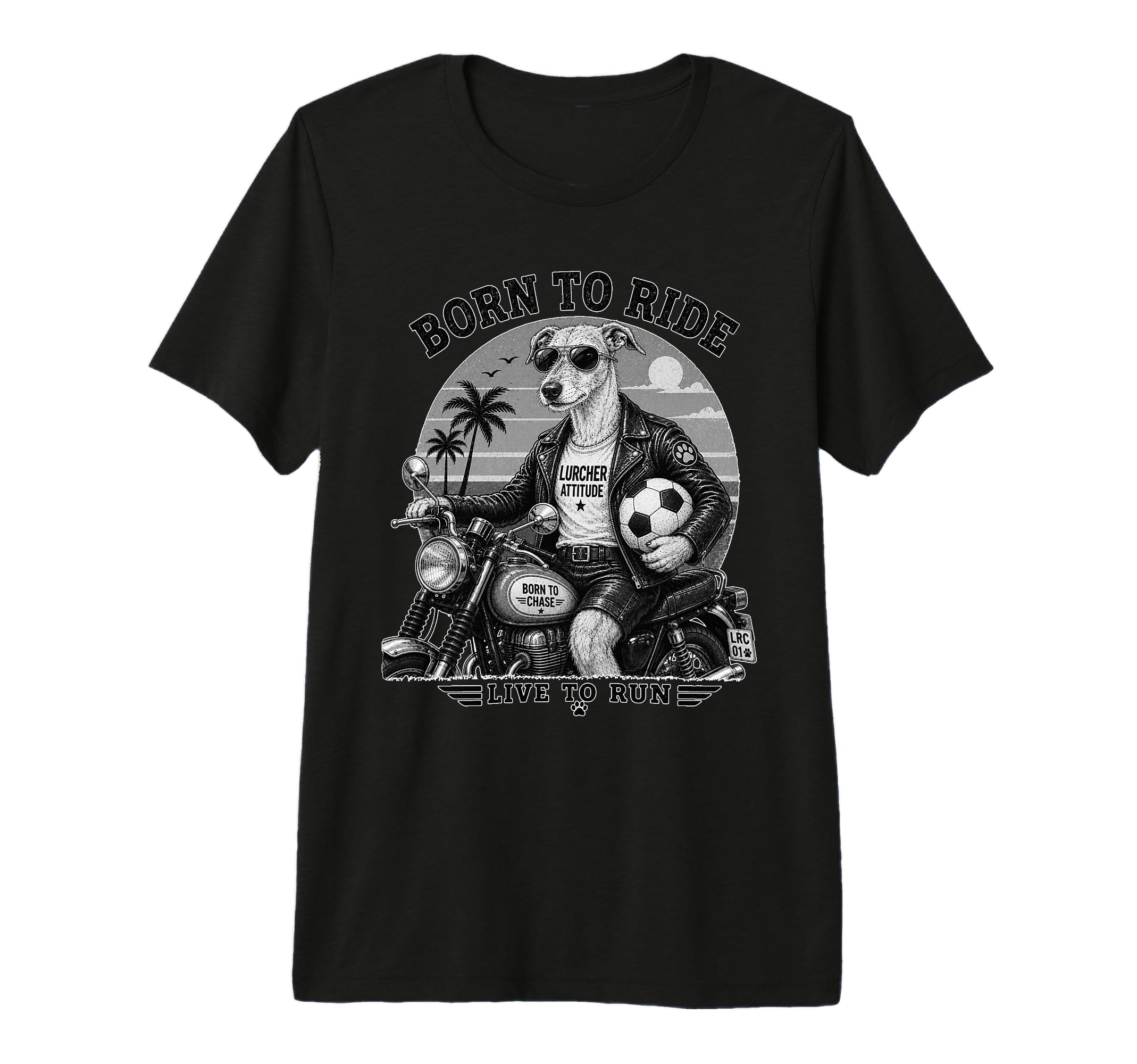 Lurcher Motorbike Love Footbal Soccer T-Shirt - Novelty Apparel Unisex