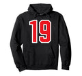White Red Sport Team Number 19 Hoodie - Casual Everyday Wear Men Women