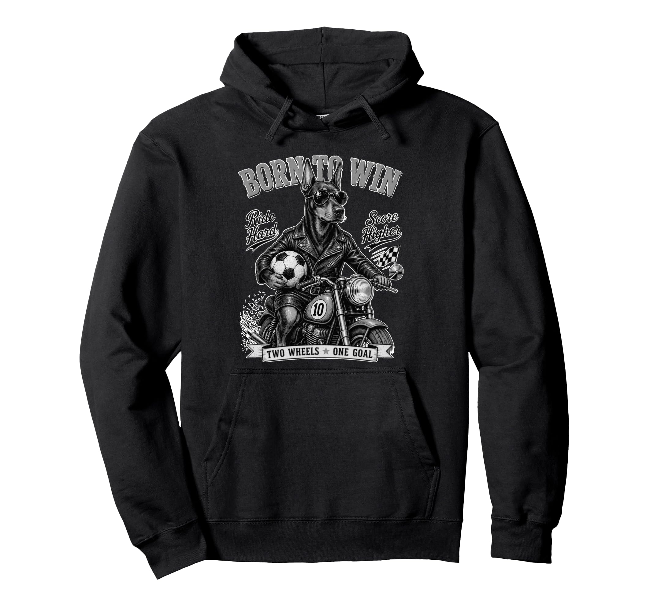 Doberman Pinscher Ride Motorbike Love Hoodie - Minimalist Print Men Women