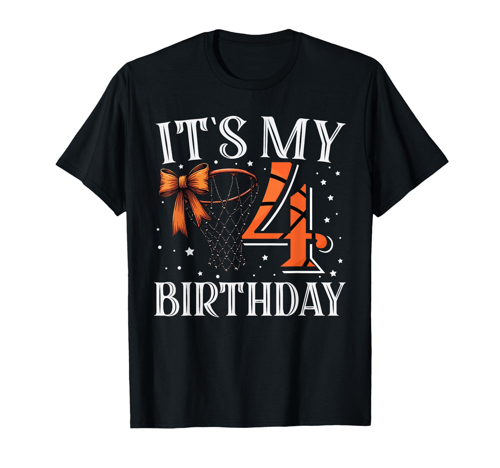 Its My Four 4 Birthday Basketball Bday T-Shirt - Trendy Graphic Men Women