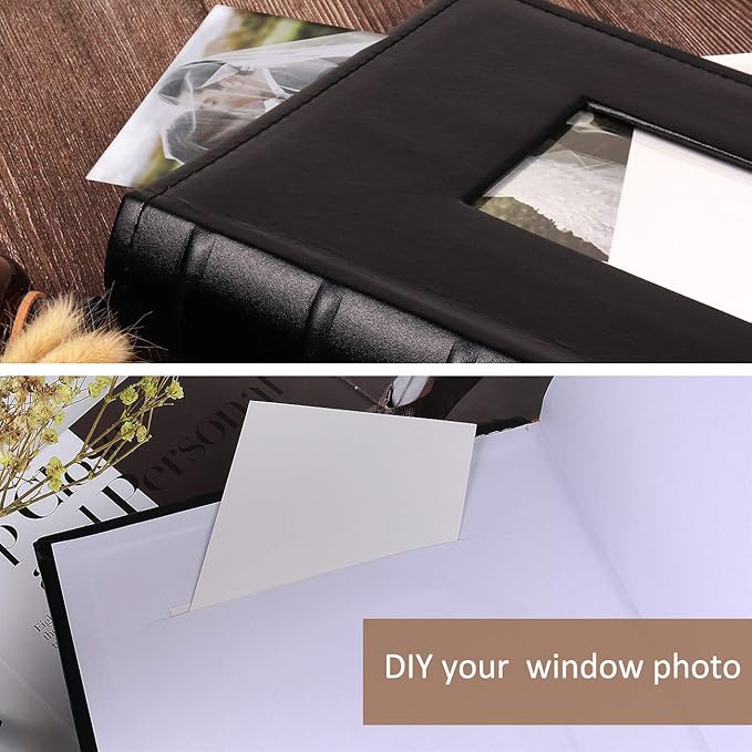 RECUTMS Photo Albums for 4x6 Photos Holds 300, 3 Per Pages Photo Picture Album PU Leather Cover, Horizontal Photos Record Family Wedding Anniversary Baby Holiday Album(Grey)