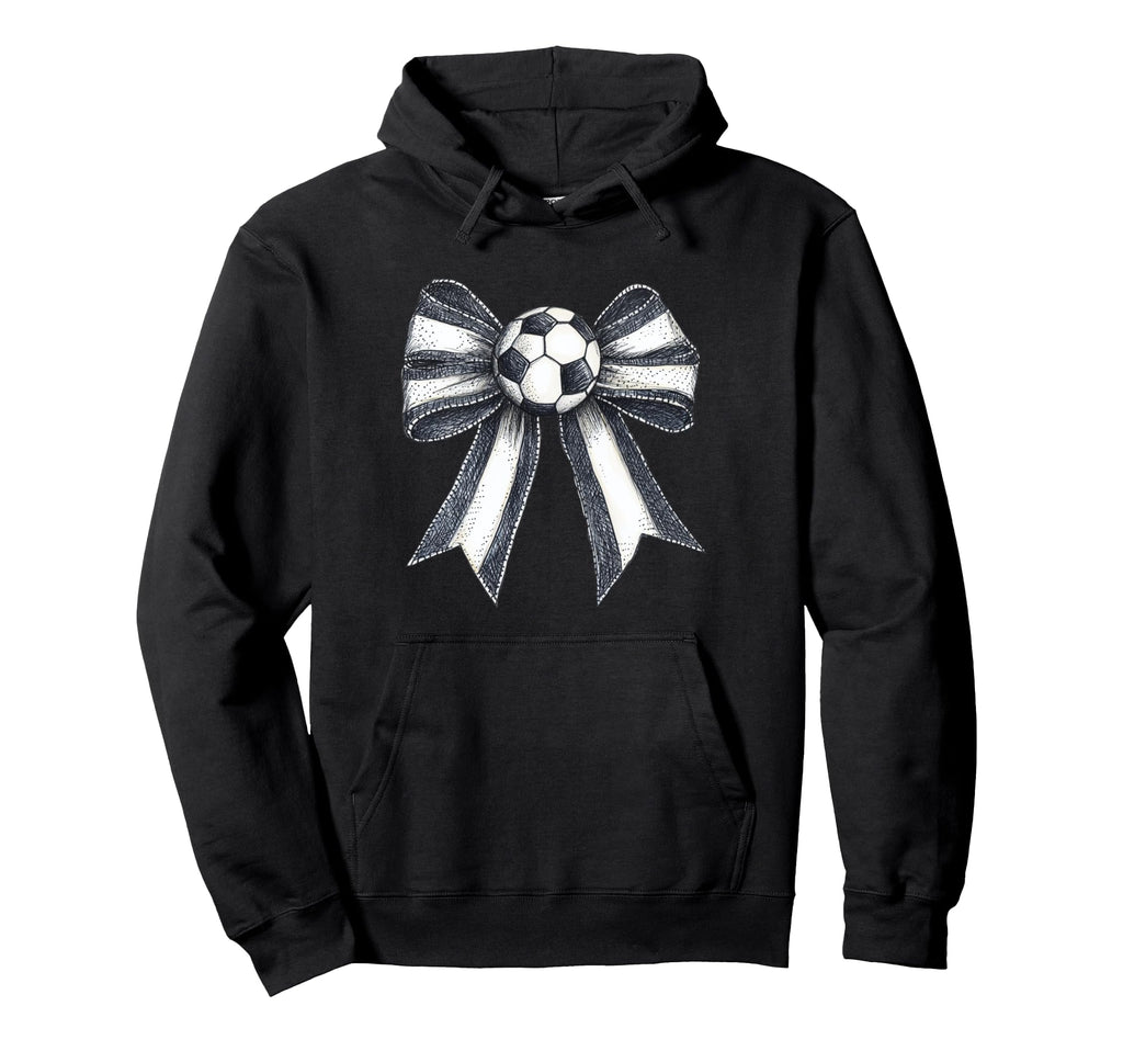 Soccer Coquette Bow Watercolor Hoodie - Casual Everyday Wear for Adults