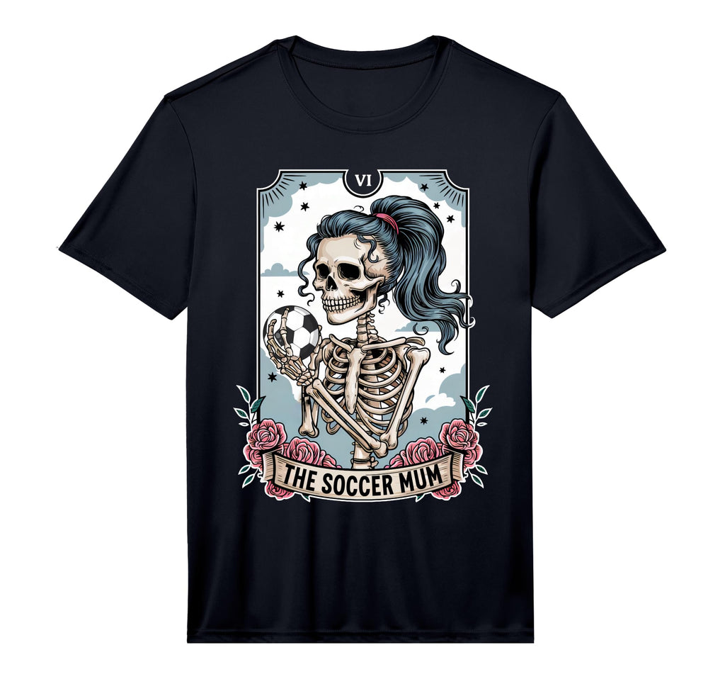 Mens Soccer Mum Tarot Card Skeleton Soccer T-Shirt - Unique Graphic Unisex
