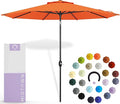 Midtown Umbrellas 10-Year-No-Fade - 9 Ft - UV Proof Tangerine Polyester Fabric - Umbrella Outdoor Patio, Auto-Tilt Aluminum Frame Patio Umbrella for Garden, Pool & Deck - Black Pole