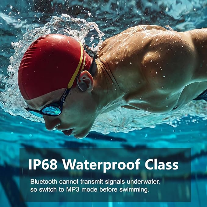 Swimming Headphones,Bone Conduction Headphones Bluetooth 5.4,IPX8 Waterproof,32G Memory Sports Headphone,Underwater Headphone with MP3-Player for Swim,Open Earphones for Swimming (Black X20)
