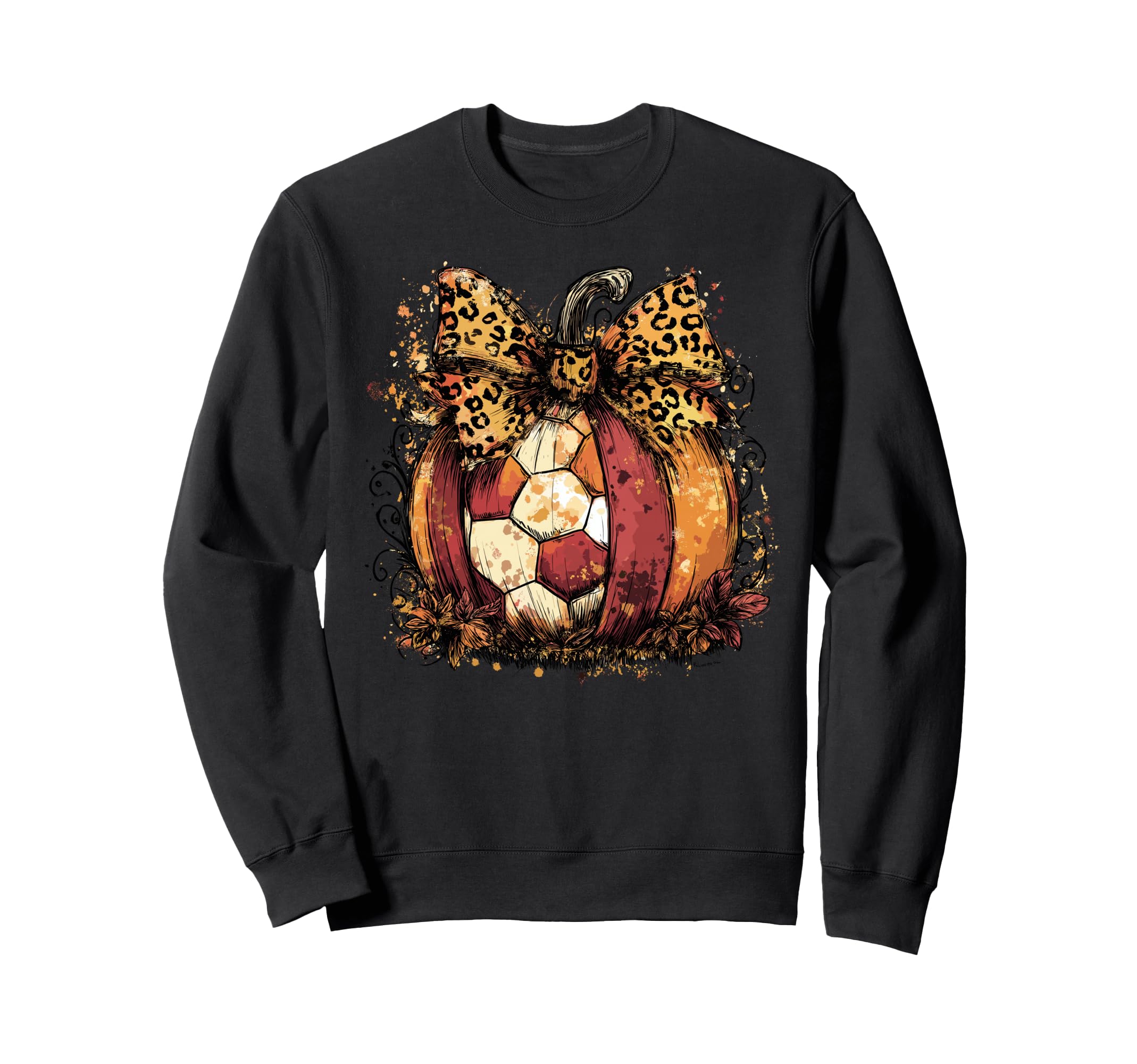 Fall Soccer Leopard Pumpkin Sweatshirt - Novelty Apparel for Adults