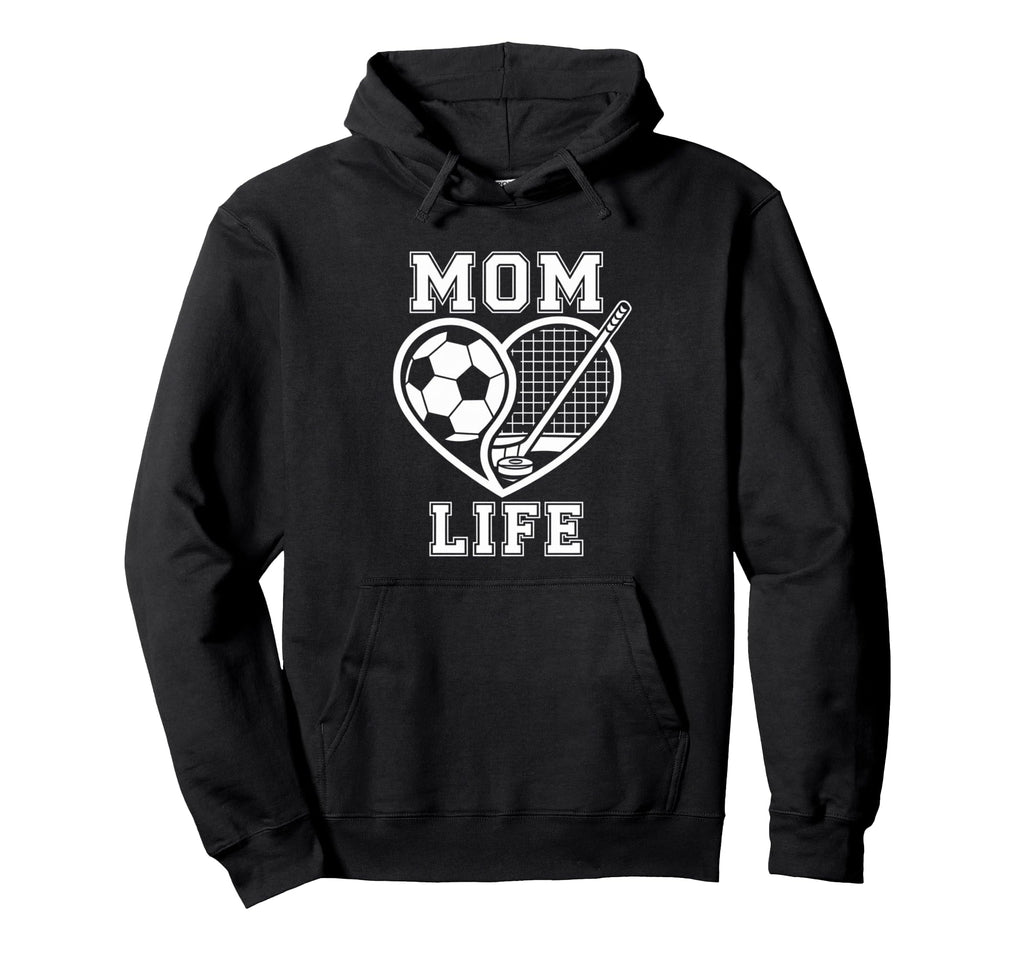 Mom Life Heart Funny Soccer Hockey Mom Hoodie - Graphic Print Men Women