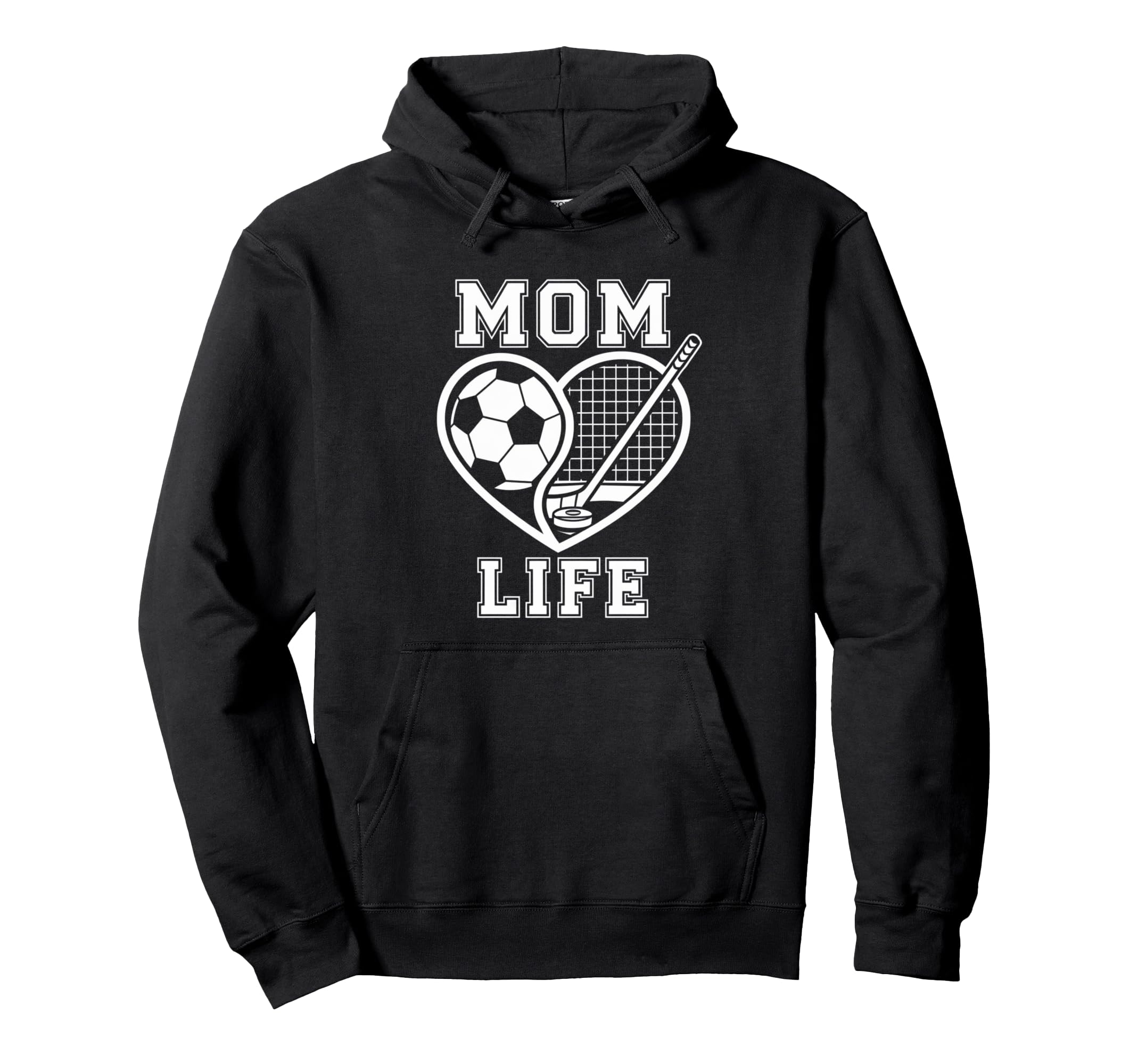 Mom Life Heart Funny Soccer Hockey Mom Hoodie - Graphic Print Men Women