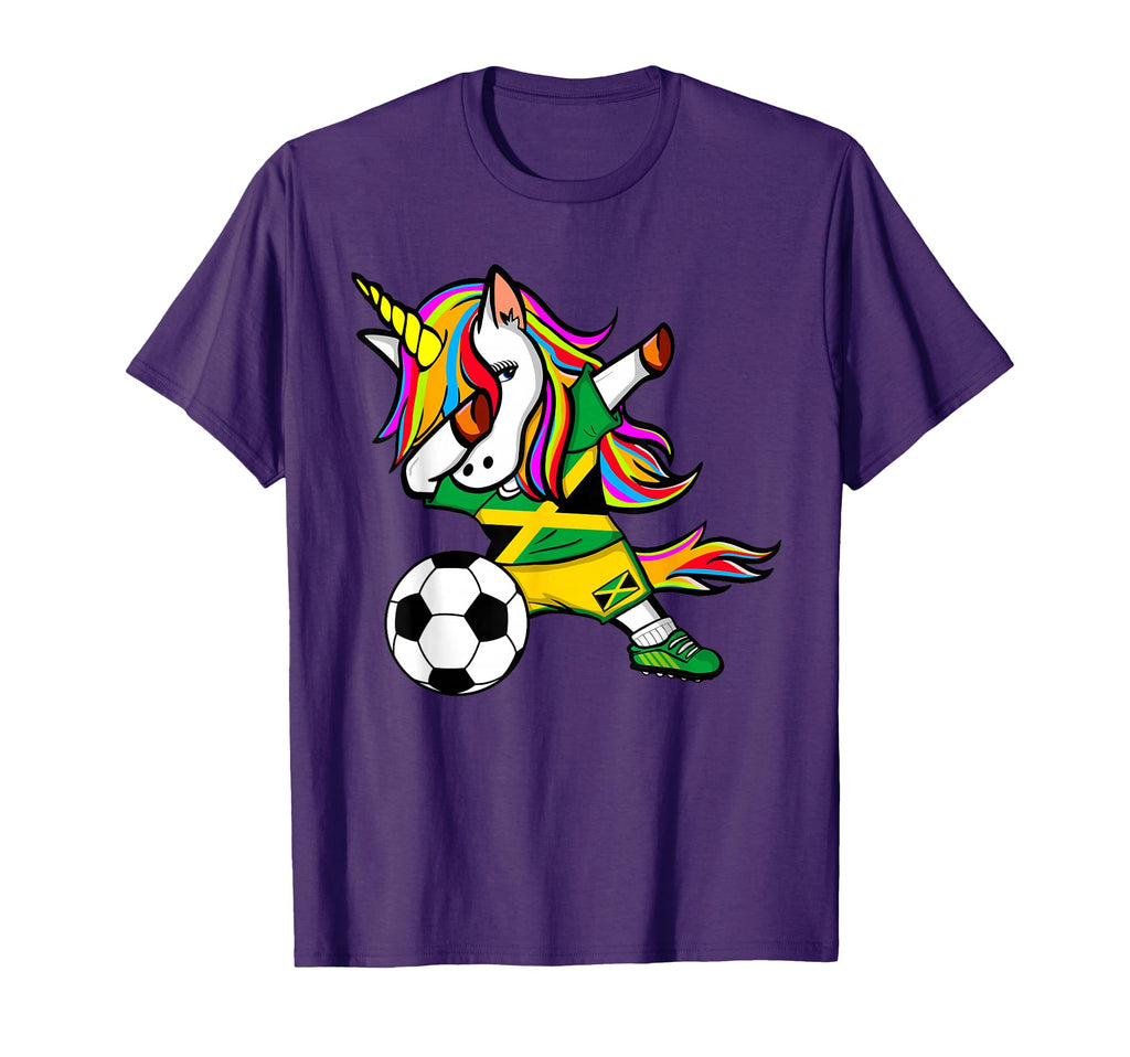 Dabbing Unicorn Jamaica Soccer Jersey T-Shirt - Trendy Graphic for Adults