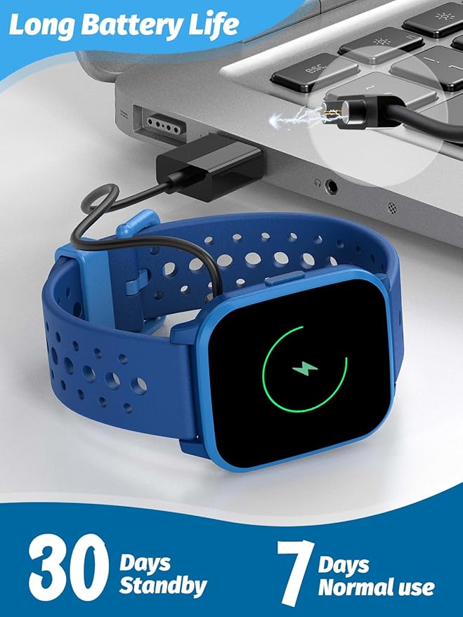 Kids Smart Watch, Smart Watch for Kids 4-16 Years Old with Sleep Mode, 19 Sports Mode, Pedometer, Birthday Gift for Boys Girls, Blue