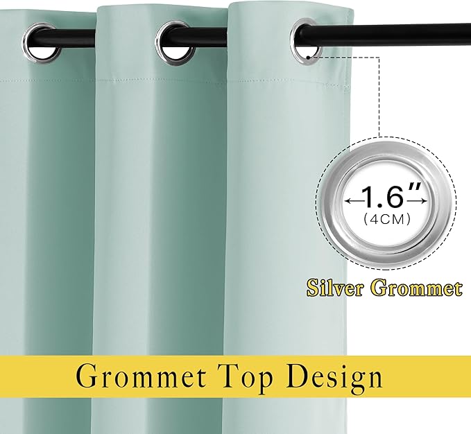 NICETOWN Blackout Curtains and Drapes for Window 95" L - Triple Weave Energy Saving Thermal Insulated Solid Grommet Blackout Panels for Patio (80" Wide per Panel, 2 Panels, Aqua Blue)