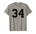 Number 34 Sports Team Black T-Shirt - Novelty Apparel for Adults