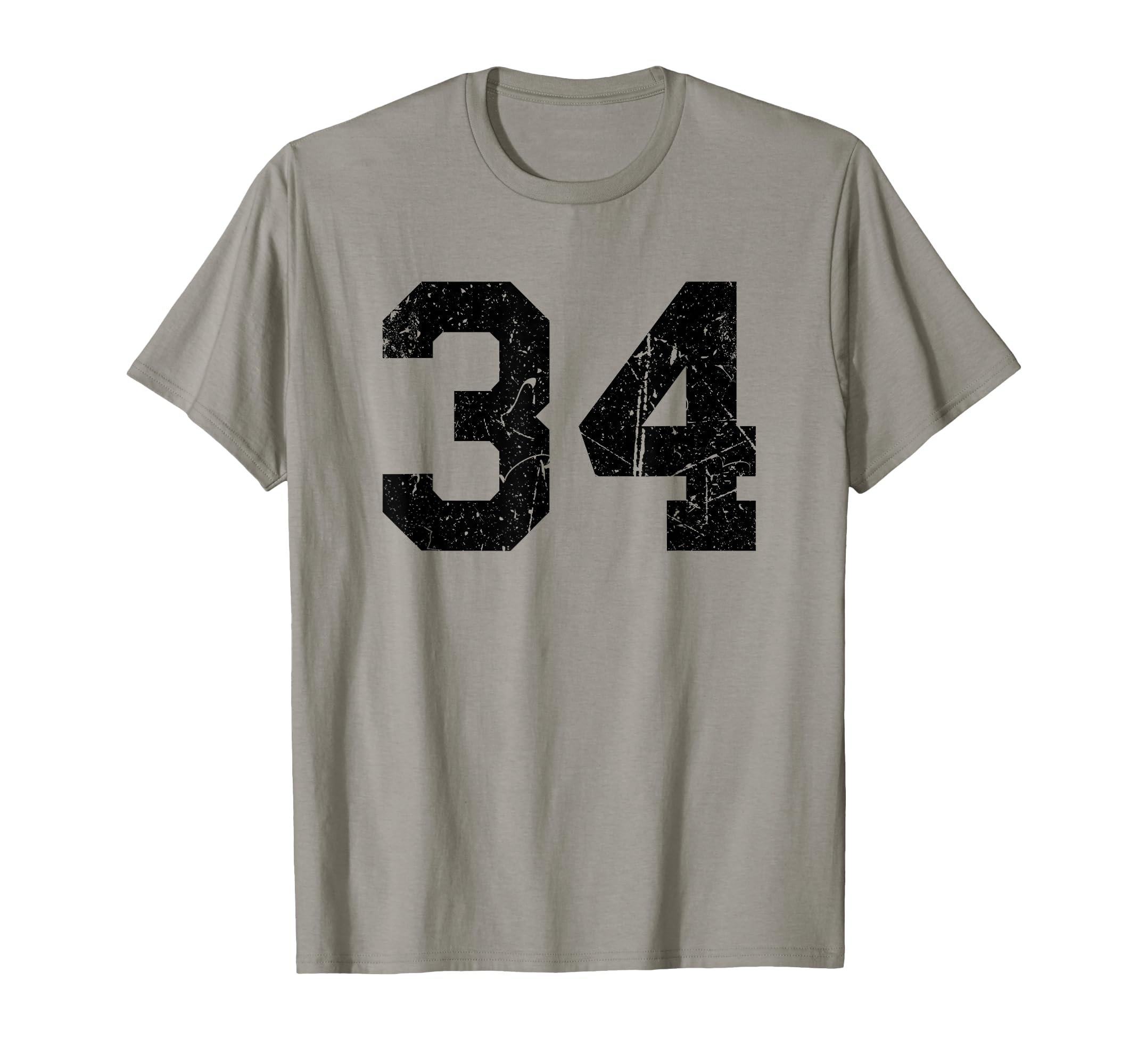 Number 34 Sports Team Black T-Shirt - Novelty Apparel for Adults