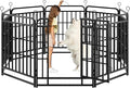 Dog Playpen Outdoor 8 Panels Heavy Duty Dog Fence 32" Height with Thick Pipe Anti-Rust with Doors Portable for RV Camping Yard, Total 18FT, 25 Sq.ft, Snowy Black