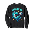 Kickin It T Rex Dinosaur Playing Sweatshirt - Trendy Graphic for Adults