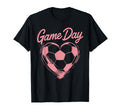 Womens Soccer Game Day Ladies Heart Soccer T-Shirt - Trendy Graphic Unisex