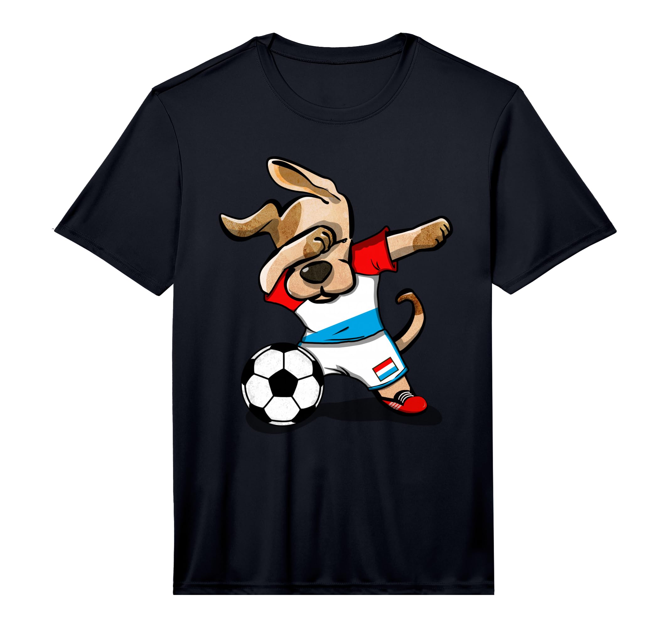 Dog Dabbing Luxembourg Soccer Jersey T-Shirt - Graphic Print Men Women