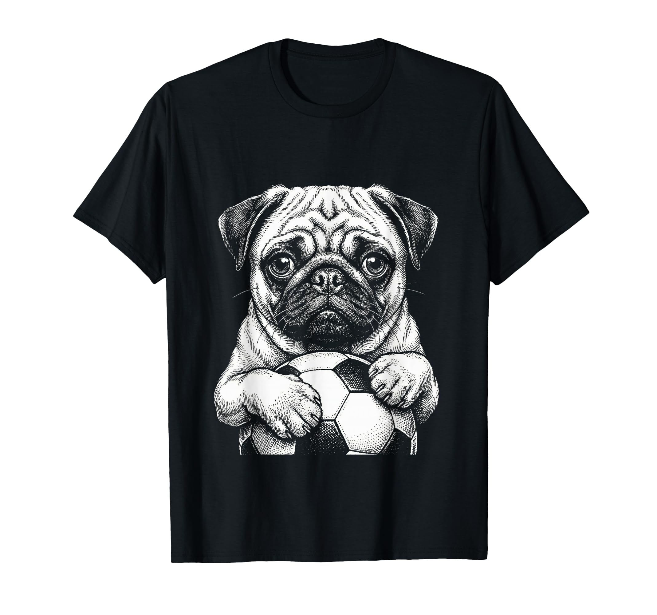 Fans Ball Mascot Black And White Dog T-Shirt - Graphic Print for Adults