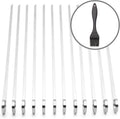 THORIUM BBQ Skewers |Shish Kebab Rotisserie Skewers for Grilling | Sharp Flat S kewers with Ring Handle for Easy Turning | Durable Stainless Steel | 12 Pieces, 35cm Long | Includes Basting Brush