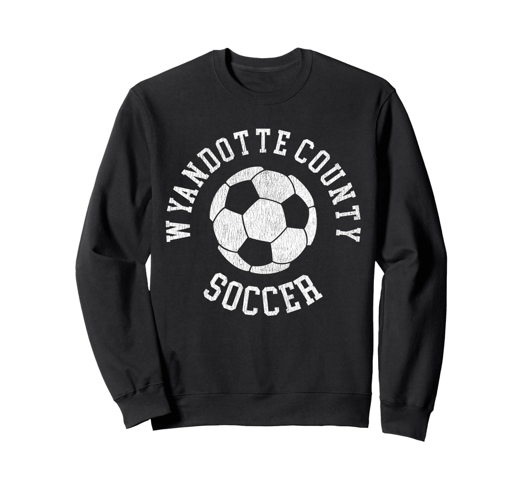 Wyandotte County Soccer Distressed Sweatshirt - Unique Graphic Men Women