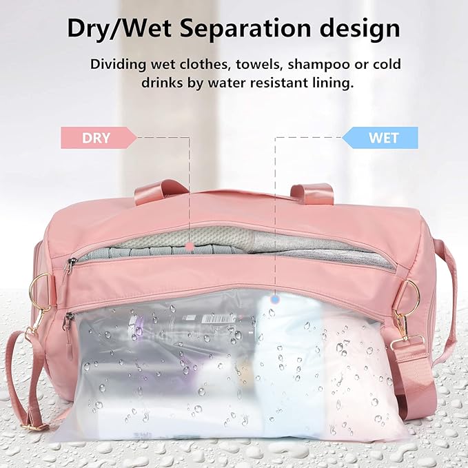 MABROUC Duffle Bag For Women, Sports Duffel Bag for Gym with Wet Pocket & Shoe Compartment, Overnight Weekender Travel Bag