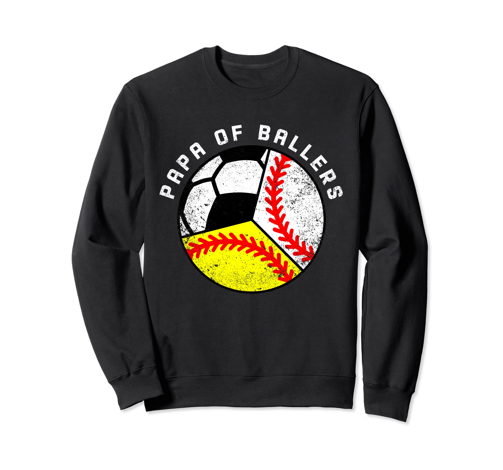 Papa Ballers Funny Baseball Softball Sweatshirt - Minimalist Print Unisex