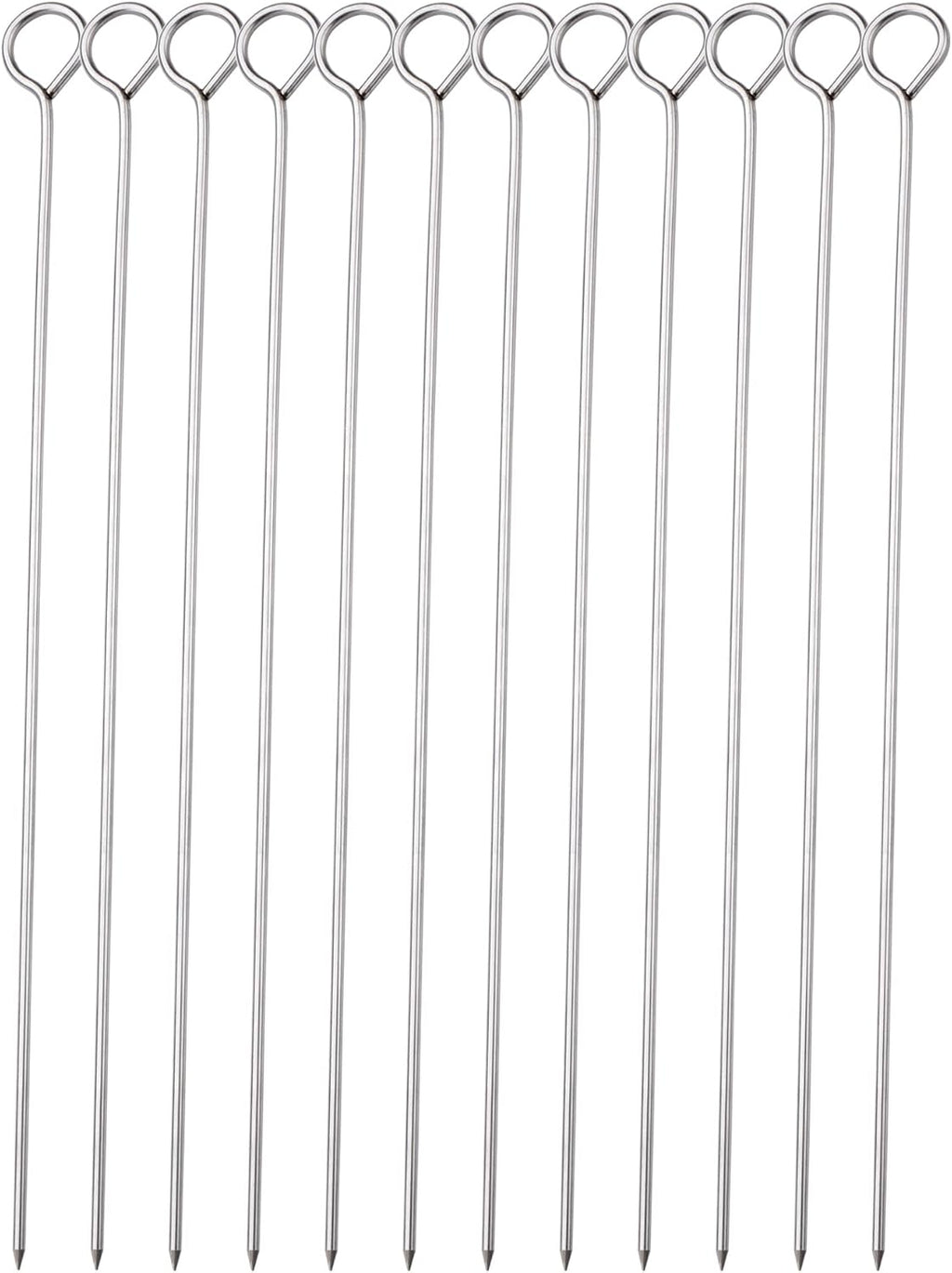 10 Inch Metal Barbecue Skewers, Stainless Steel BBQ Skewers, Shish Kebab Kabob Skewers 12 Pcs