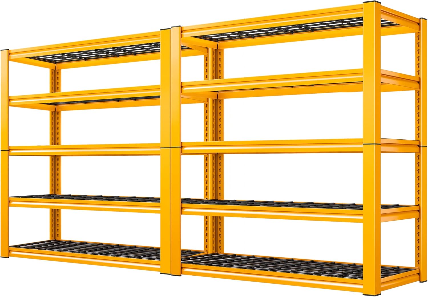 REIBII Garage Shelving Load 3000LBS, 5-Tier Storage Shelves, Adjustable Heavy Duty Metal Shelving Unit for Pantry, Basement, Warehouse, 72" H x 36" W x 16" D, 2PC