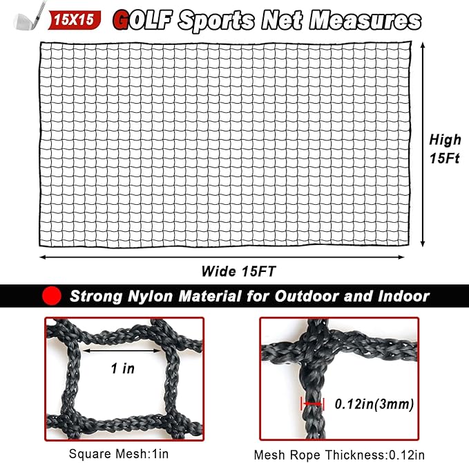 Sports Netting - Heavy Duty Ball Net for Golf, Baseball, Hockey, Soccer