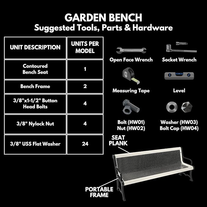 GreenHaven Gardens Heavy-Duty 4 Ft Punched Steel Outdoor Bench, Textured Copper