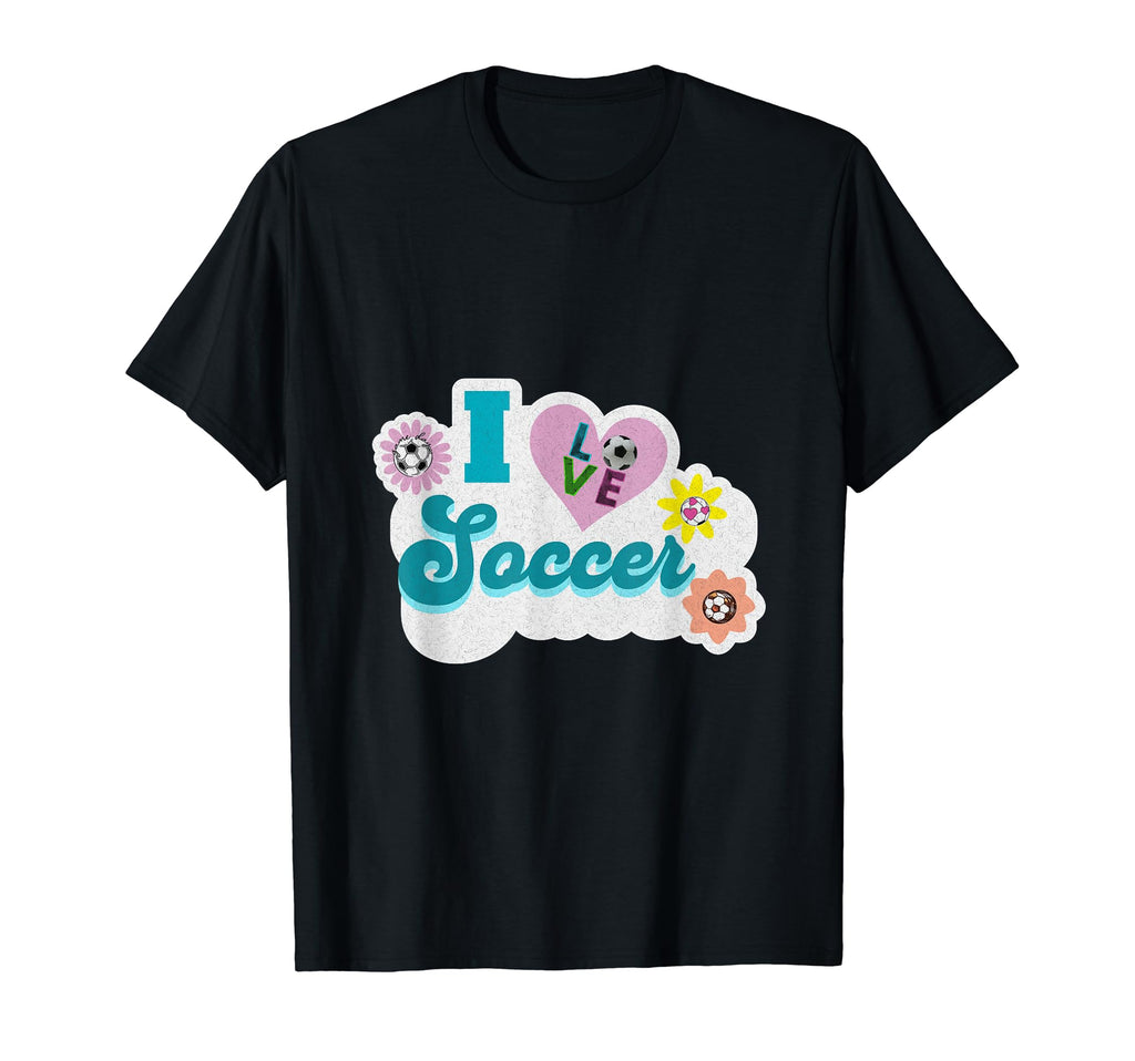 I Love Soccer Funny Soccer Flowers T-Shirt - Custom Art Print Men Women