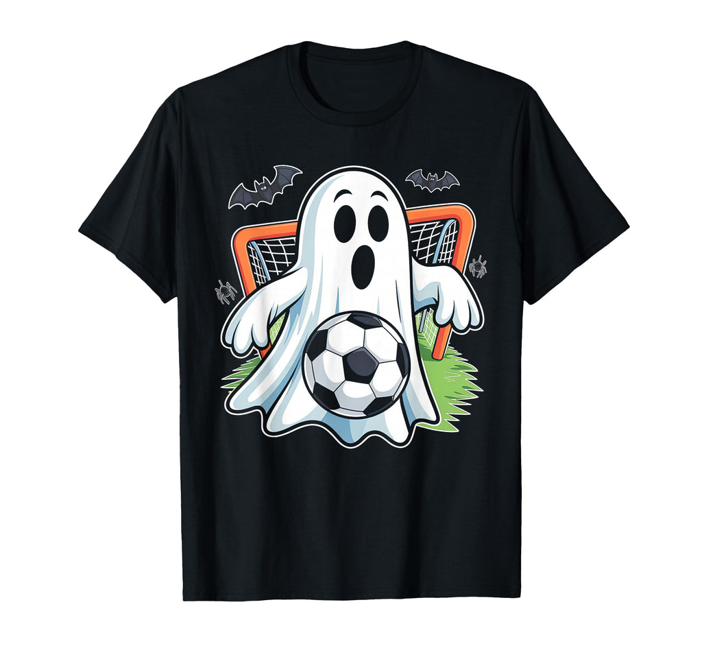 Boo Ghost Playing Soccer Funny T-Shirt - Casual Everyday Wear Unisex