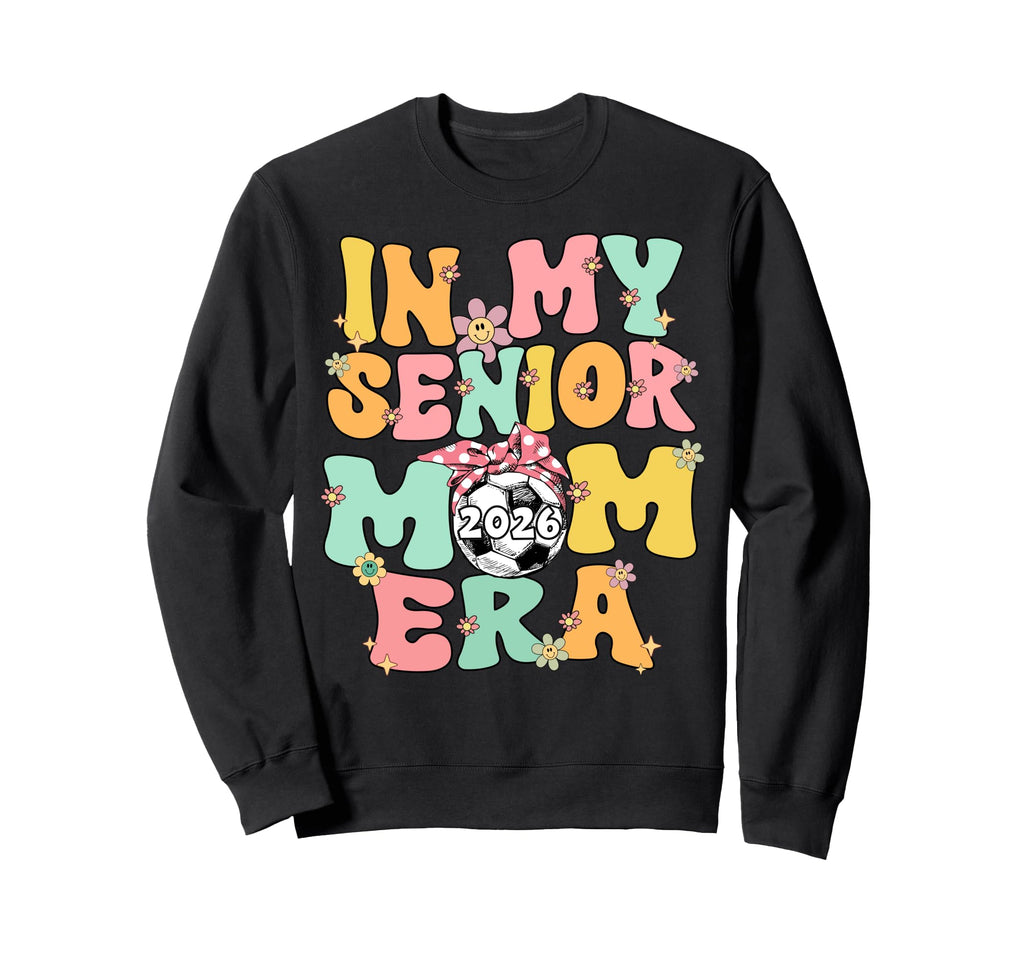 My Senior Mom Era Groovy Soccer Sweatshirt - Aesthetic Graphic for Adults