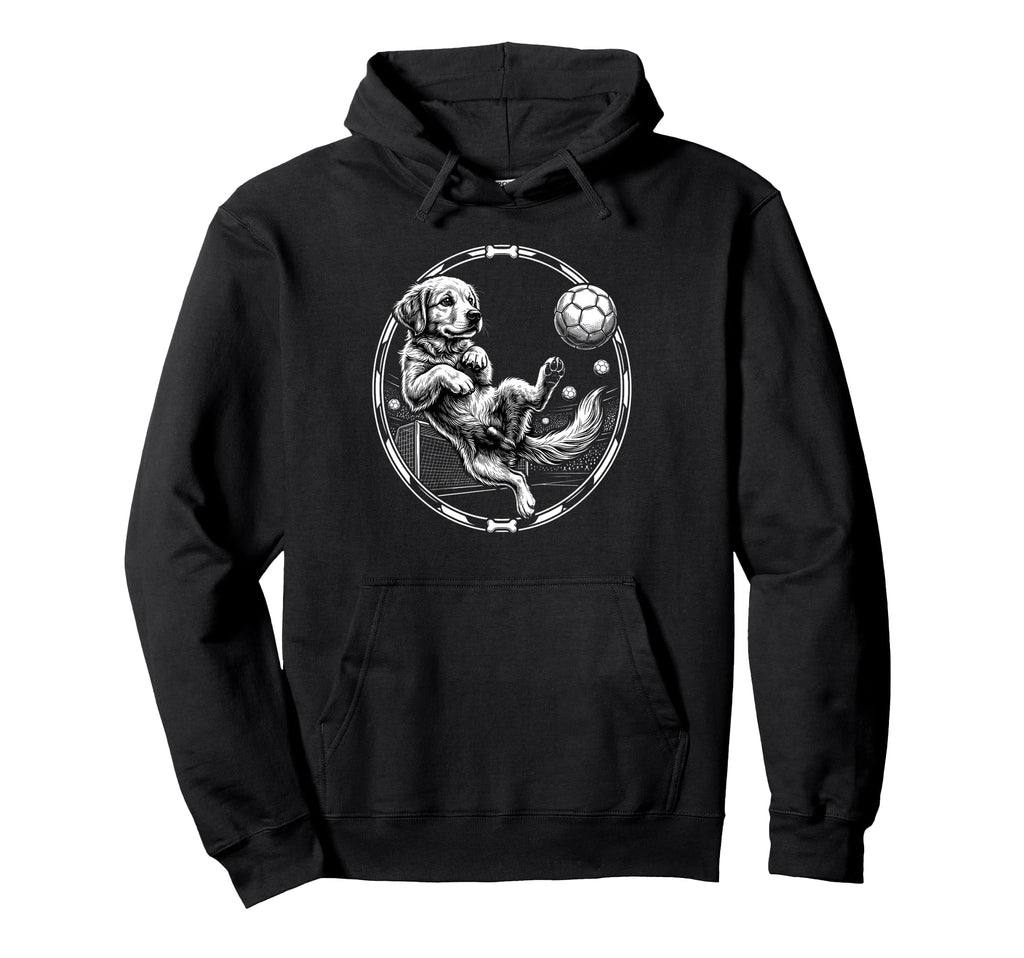 Golden Retriever Soccer Puppy Art Hoodie - Casual Everyday Wear for Adults